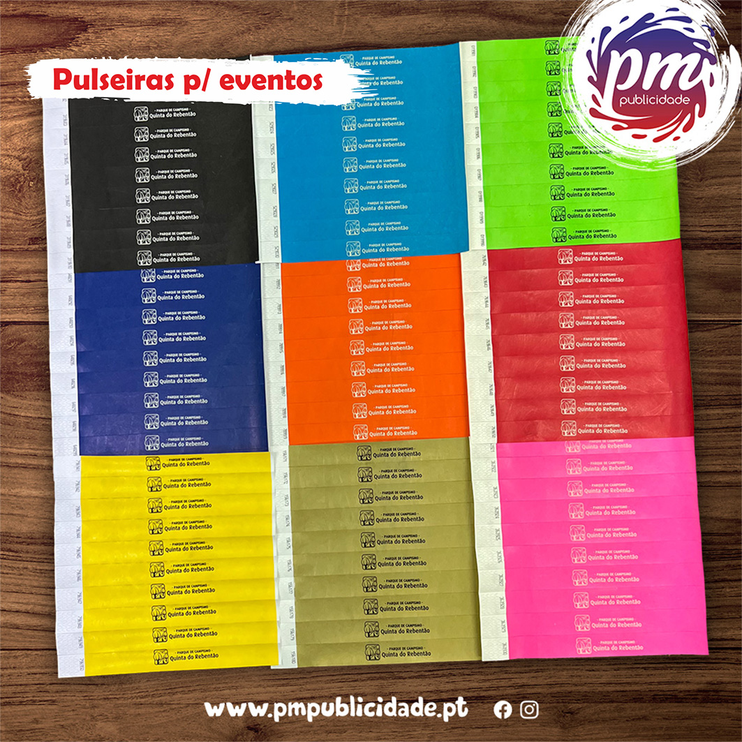 Pulseiras para eventos de diferentes cores